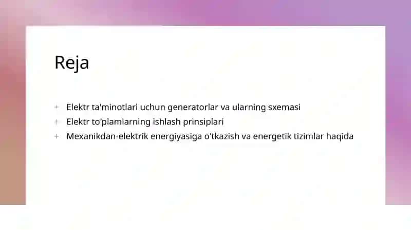 Generatorlar sxemasi va ishlash prinsipi 2