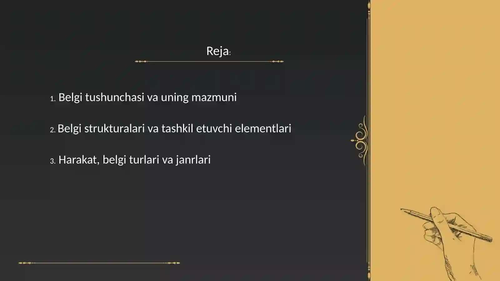 Harakat, belgi ifodalovchi boʻlak uslubiyati 2