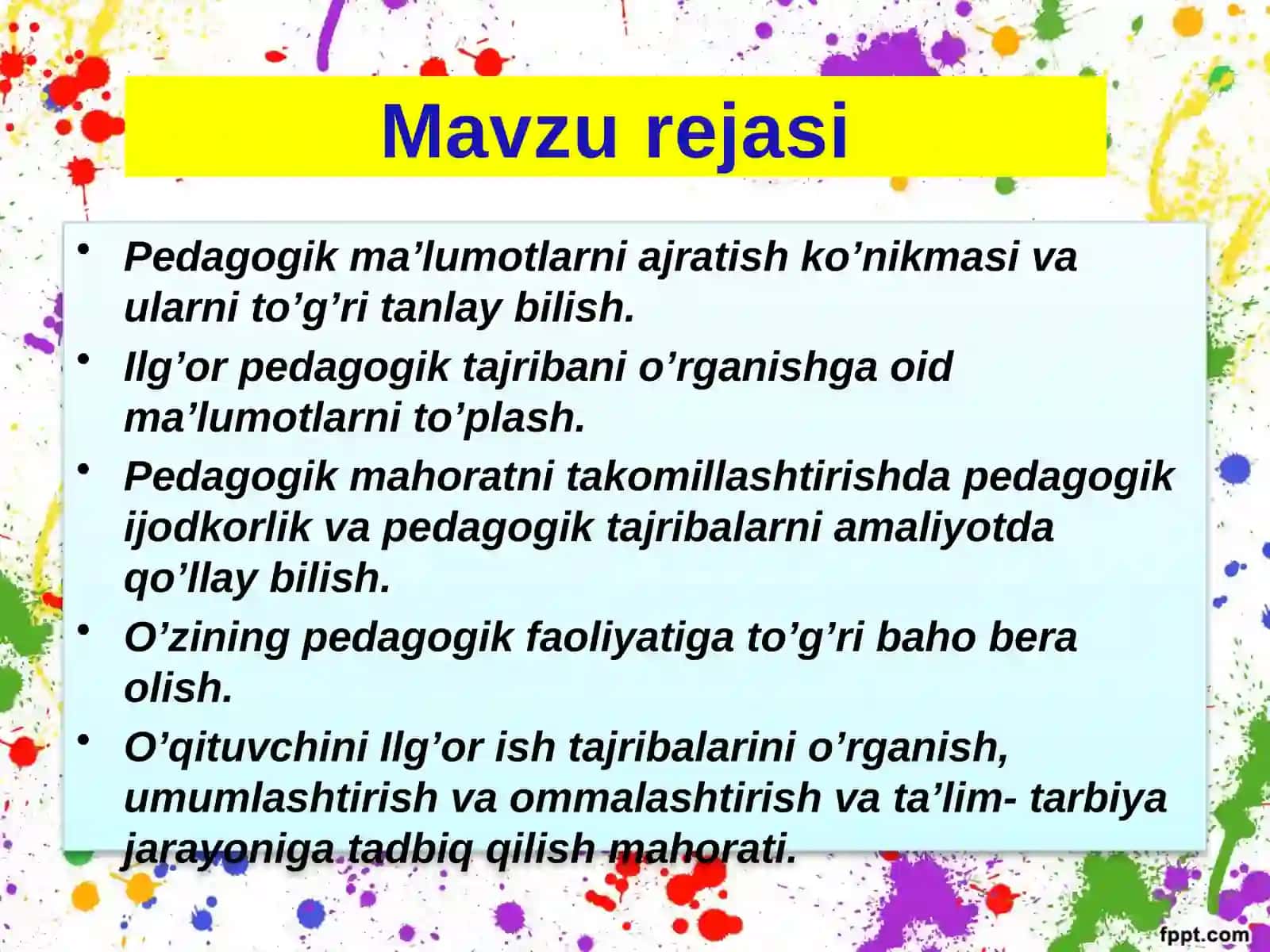O'qituvchining ilg'or pedagogik tajribalarini to'plashi va amaliyotda qo'llashi 2