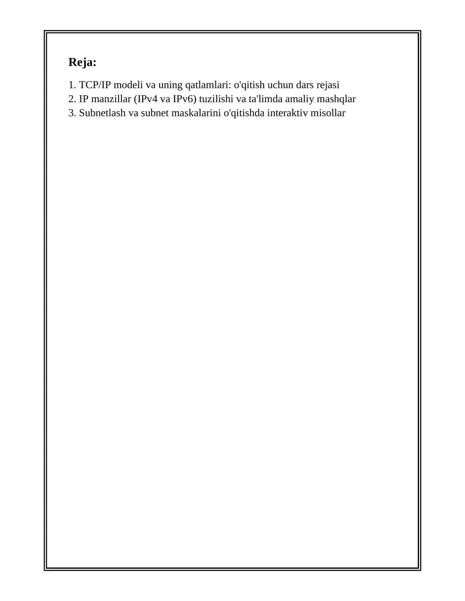 TCP/IP PROTOKOLLARI VA ADRESLAR 2