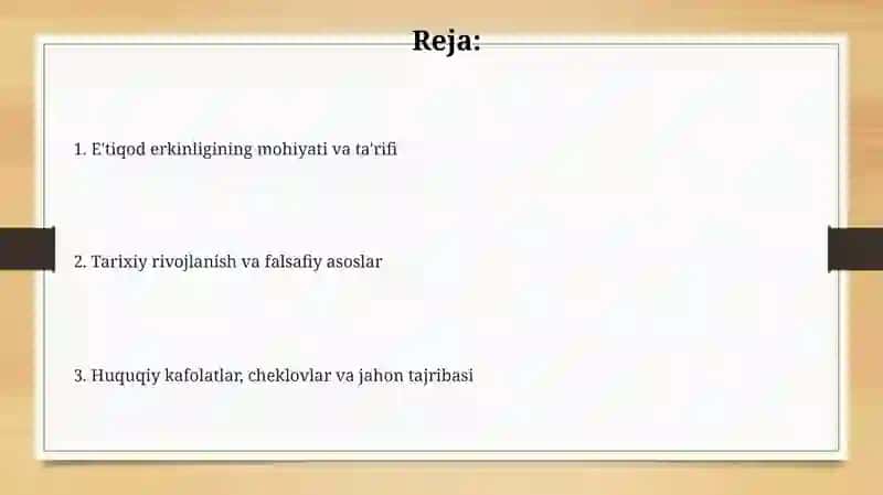 Vijdon va e'tiqod erkinligining ta'rifi 2