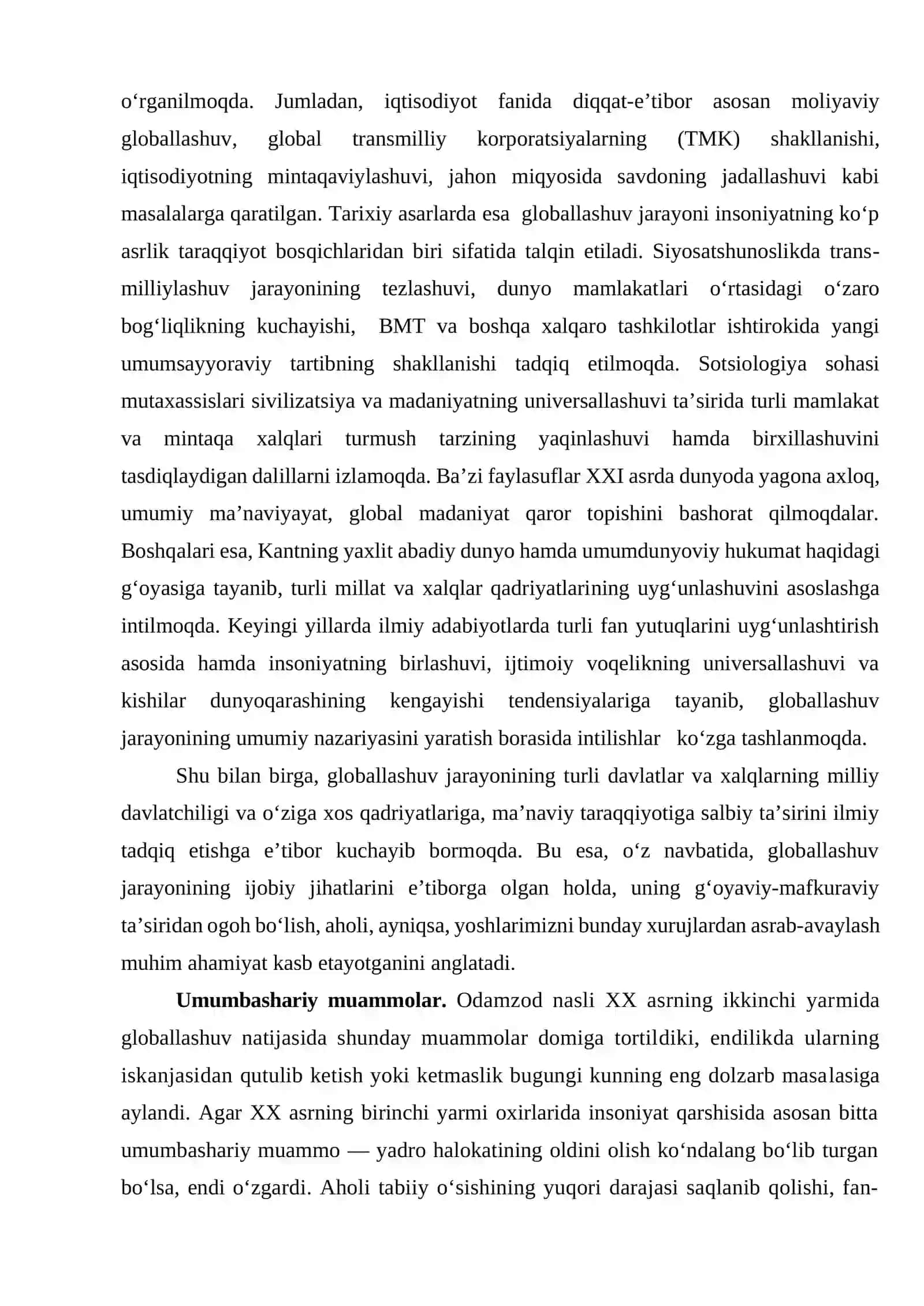 GLOBAL JARAYONLAR VA BARQAROR TARAQQIYOT 2