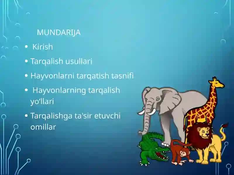 Hayvonlarning tarqalishi va umumiy moslanish 2
