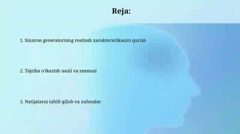 Sinxron generatorning rostlash xarakteristikasini qurish 2