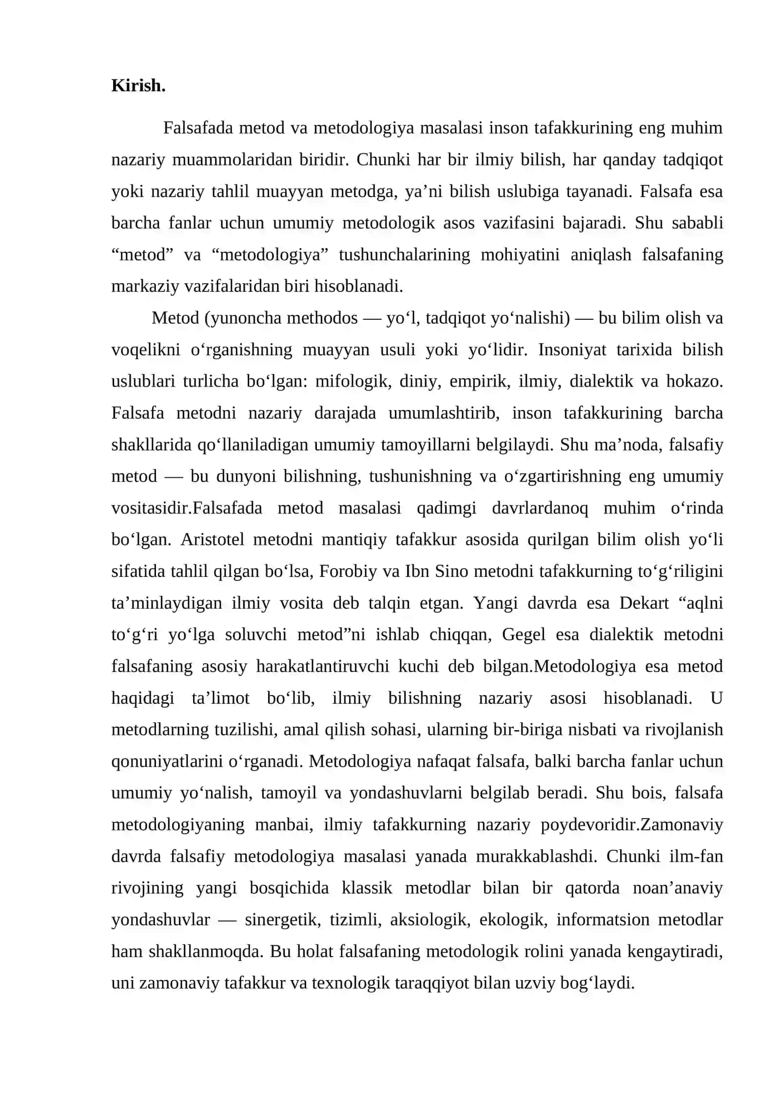 Falsafada mеtod va mеtodologiya muammosi 2