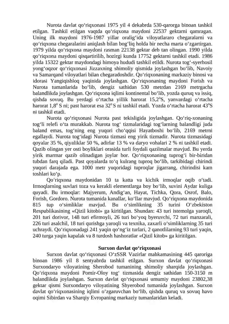 O’zbekiston Respublikasining Davlat Qo’riqxonalari 2