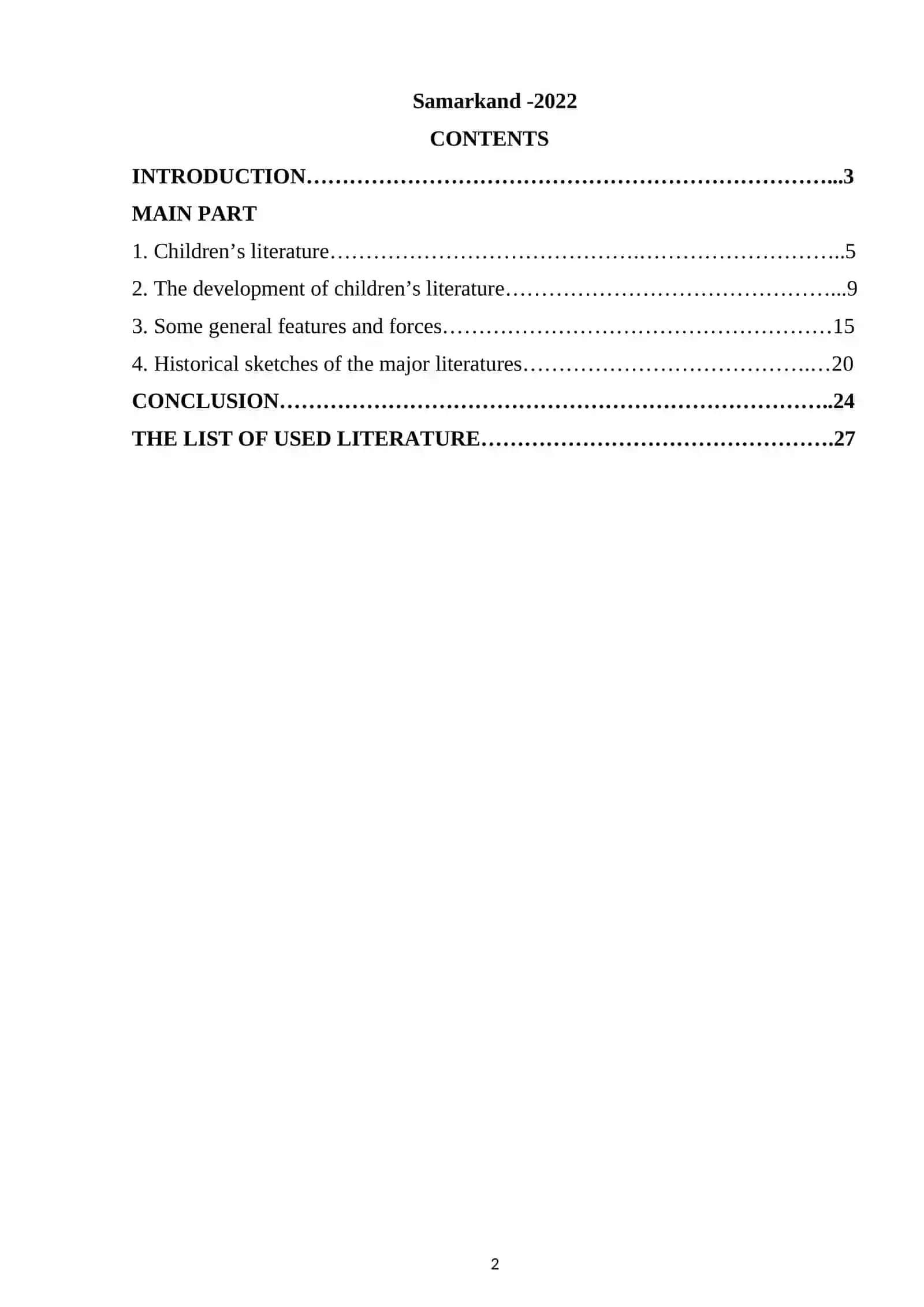 Course Paper on Main Features of Foreign Children’s Literature in the XIX Century 2