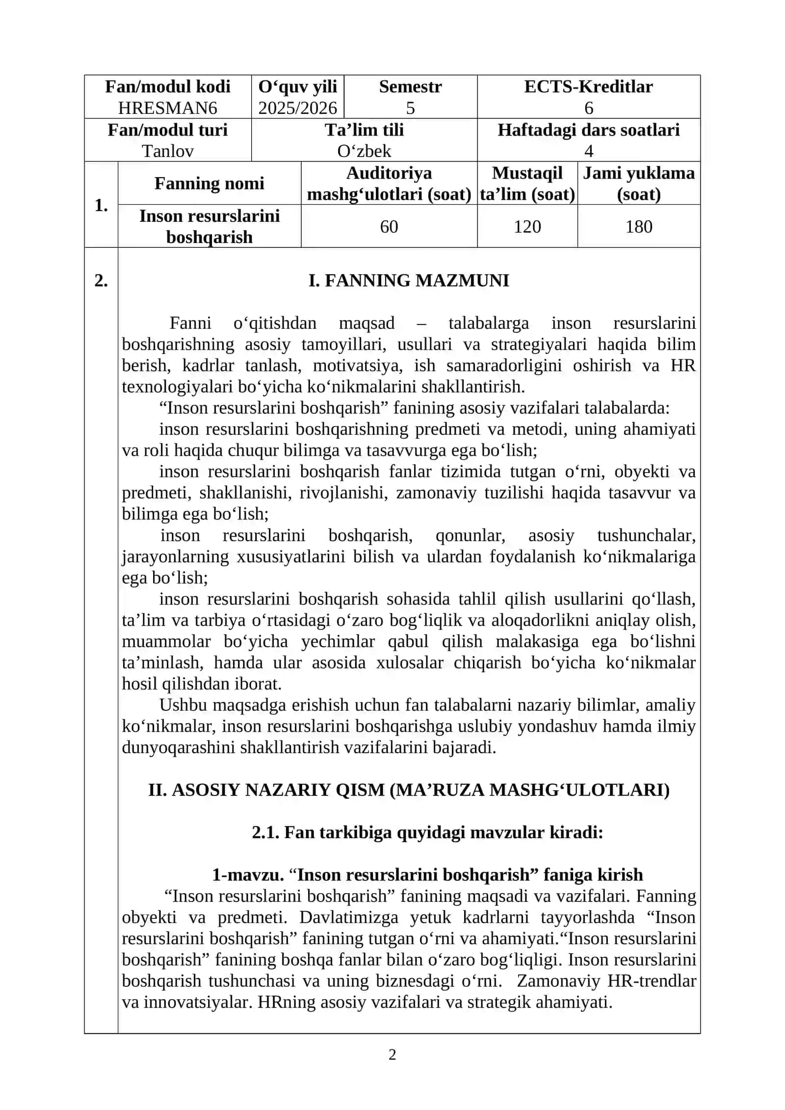 Inson Resurslarini Boshqarish 2