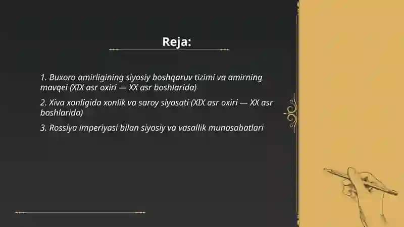 XlX asr oxiri XX asr boshlarida Buxoro amirligi va Xiva xonligi ijtimoiy iqtisodiy va siyosiy hayoti 2