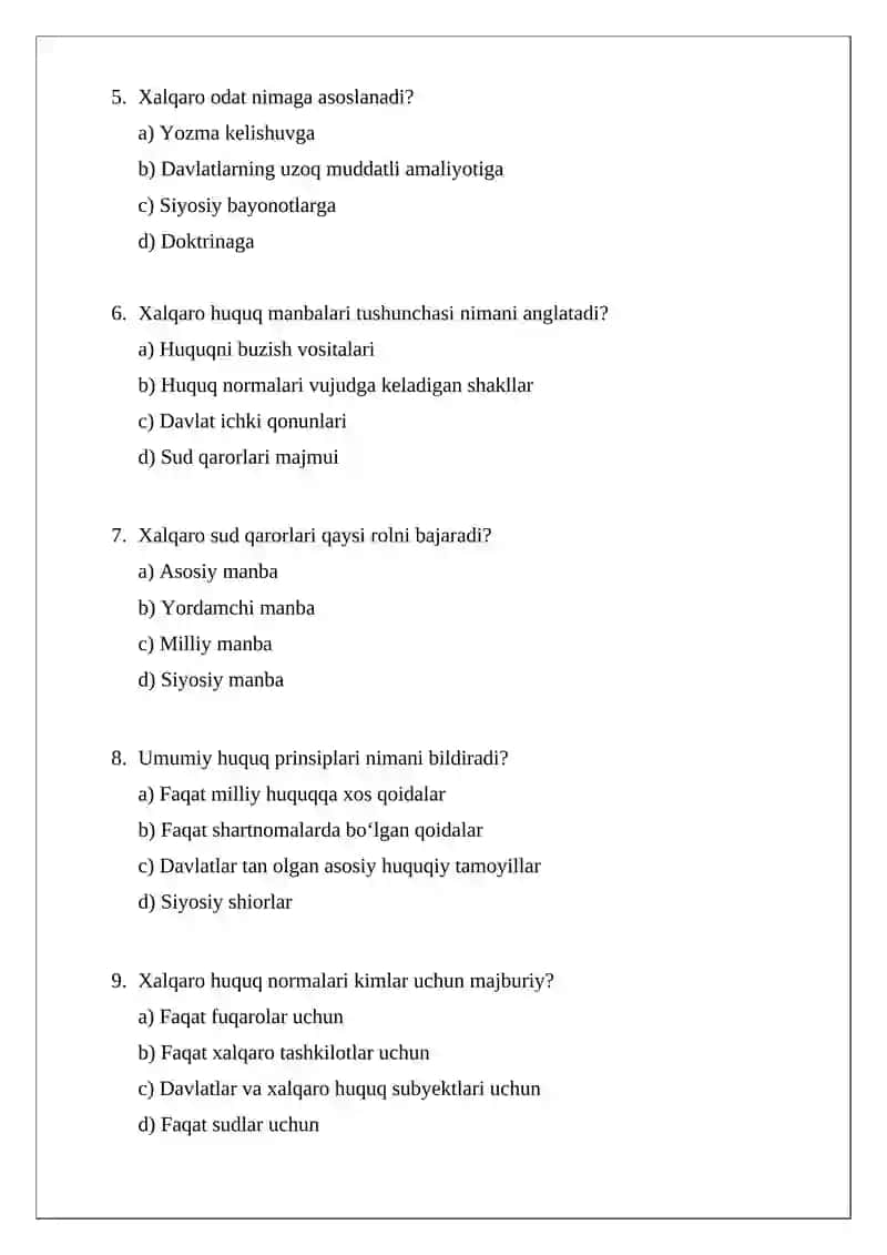 Xalqaro huquq normalari va manbalari 2