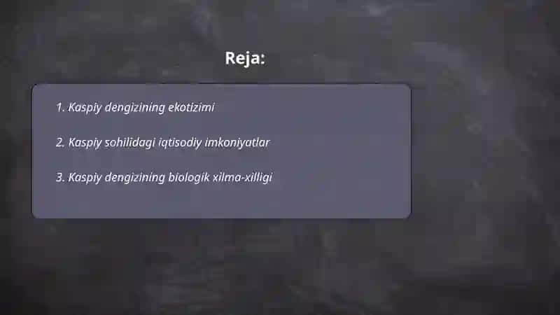 Kaspiy soha boyicha kichik hajmdagi maqola yozish 2