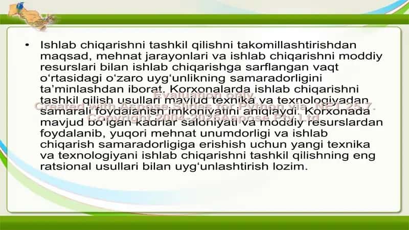 Ishlab chiqarish rejasi 2