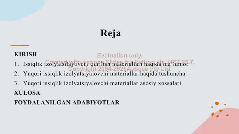 Yuqori issiqlik izolyatsiyalovchi materiallar 2