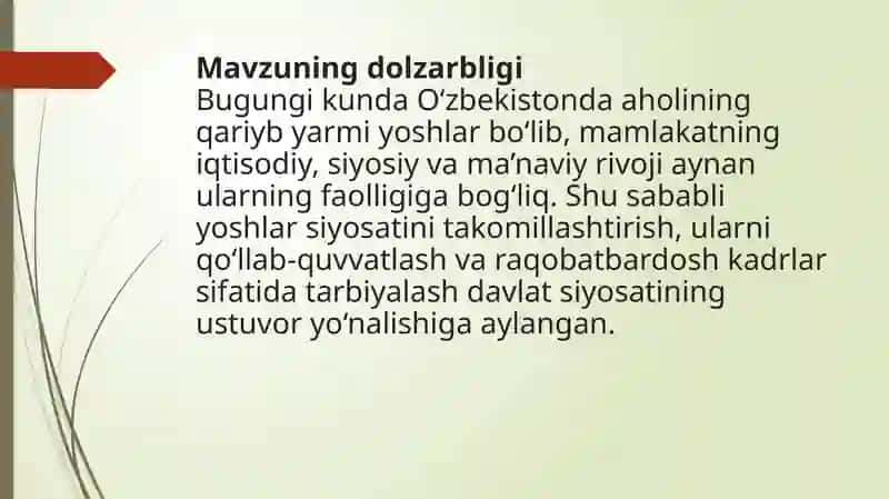 O‘zbekiston yoshlar siyosati va uning ahamiyati 2
