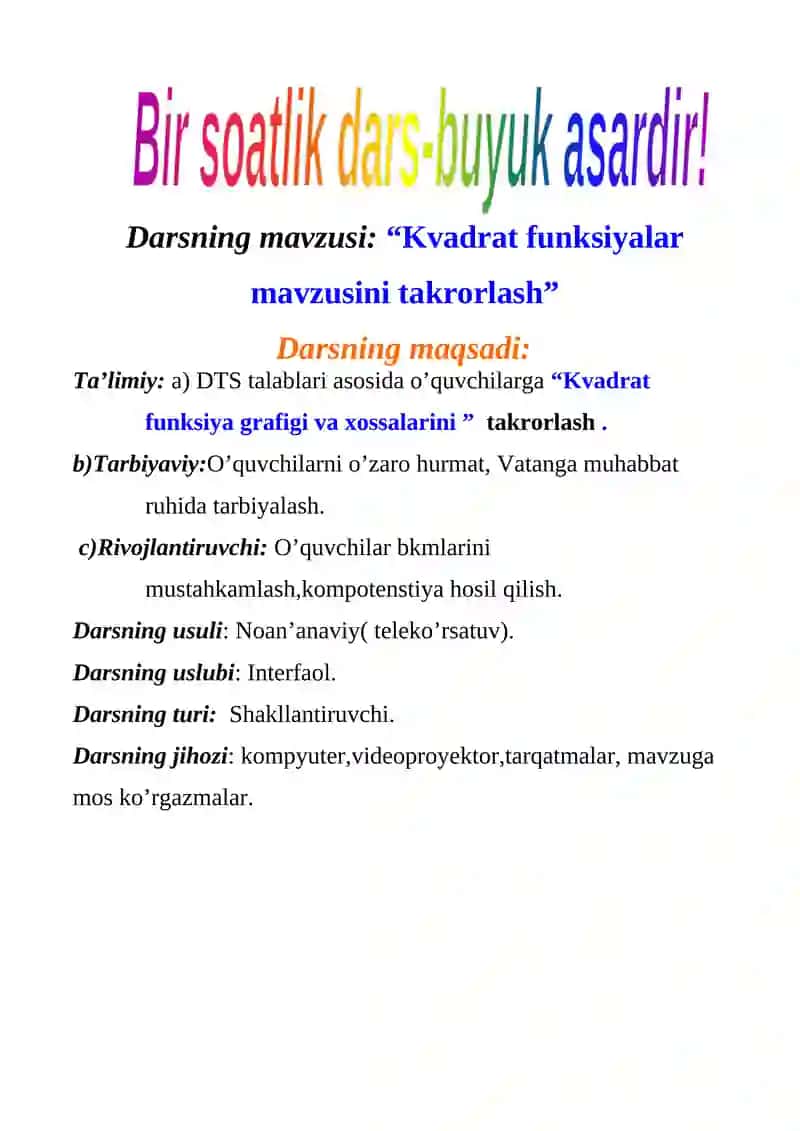 Kvadrat funksiyalar 2