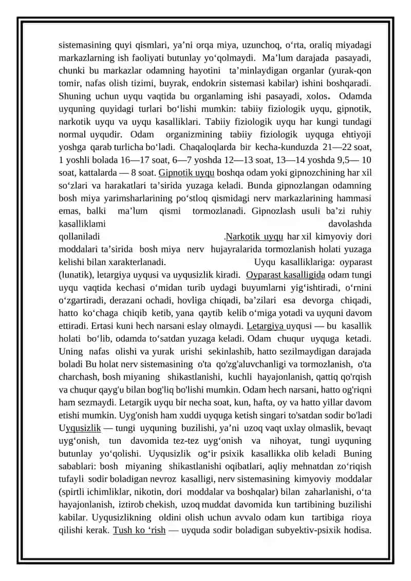 Uyquni o'zlashtirish va uning ahamiyati 2