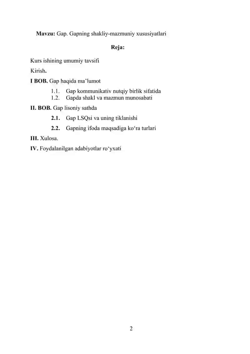 Gap. Gapning shakliy-mazmuniy xususiyatlari 2