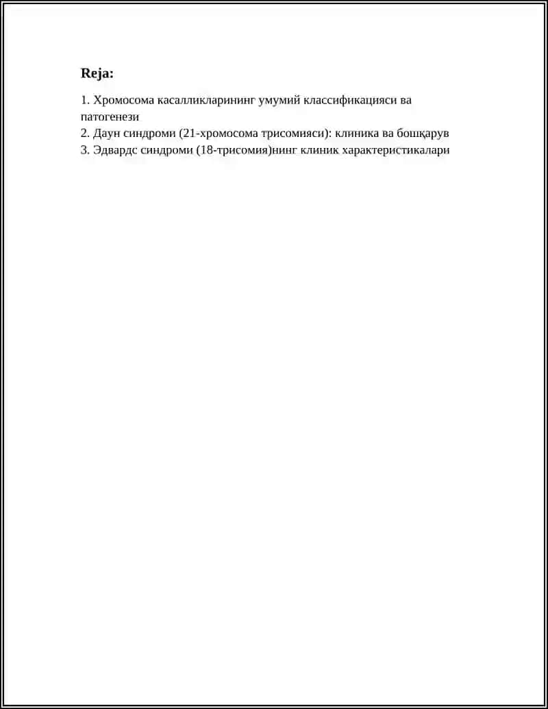 ХРАМАСОМА КАСАЛЛИКЛАРИ 2