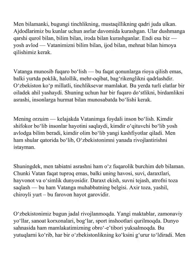 Mavzu: Men Vatanni munosib fuqarosiman 2