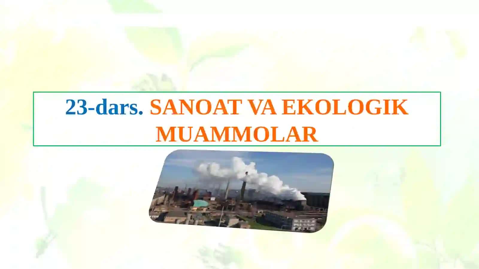 23-dars.SANOAT VA EKOLOGIK MUAMMOLAR 2