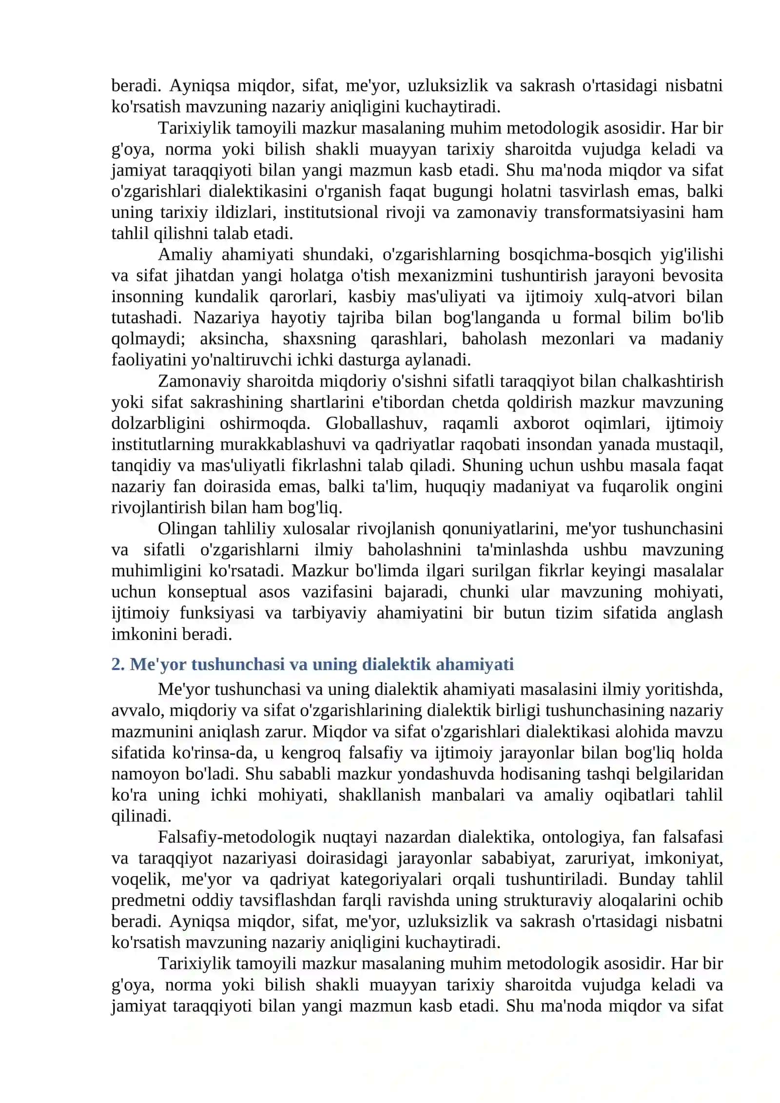 MIQDOR VA SIFAT O'ZGARISHLARI DIALEKTIKASI 2
