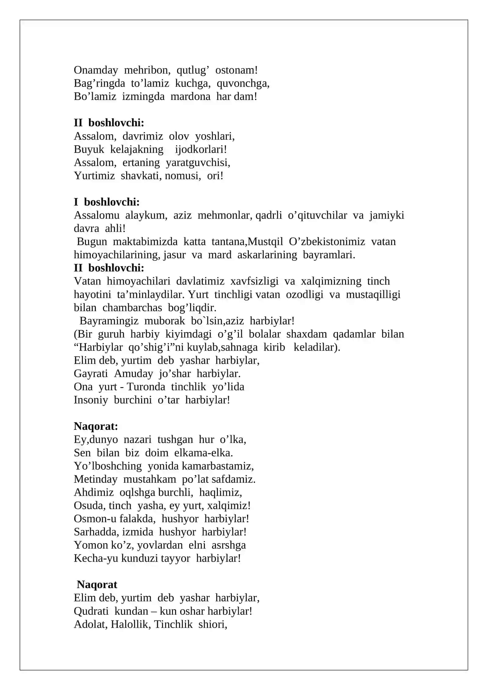 Mardlar qo’riqlaydi Vatanni 2