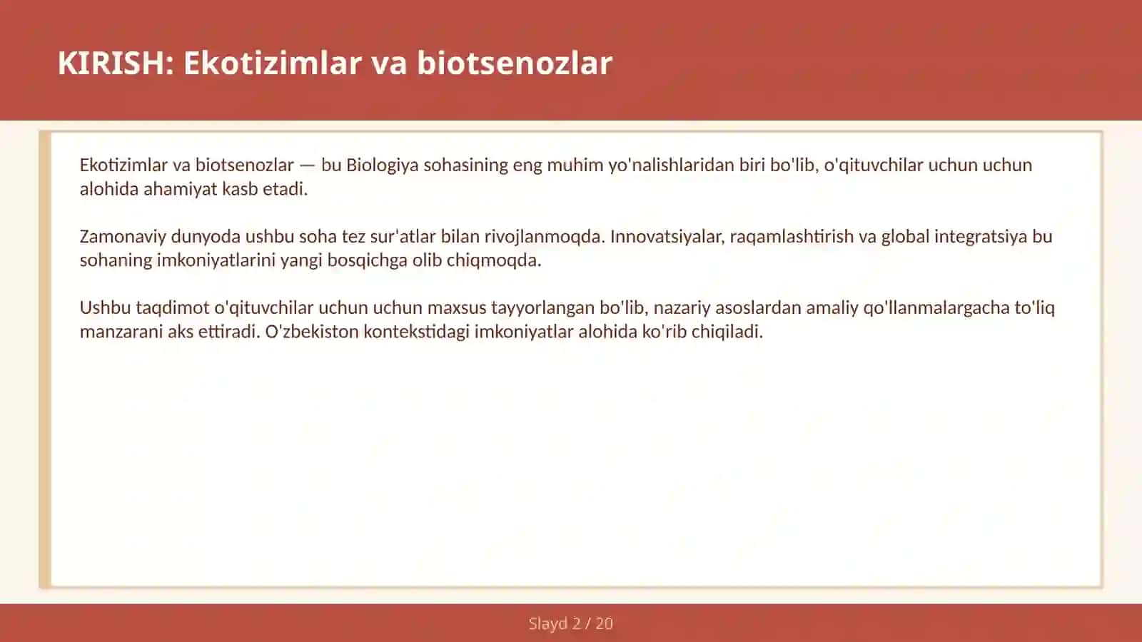 Ekotizimlar va biotsenozlar 2