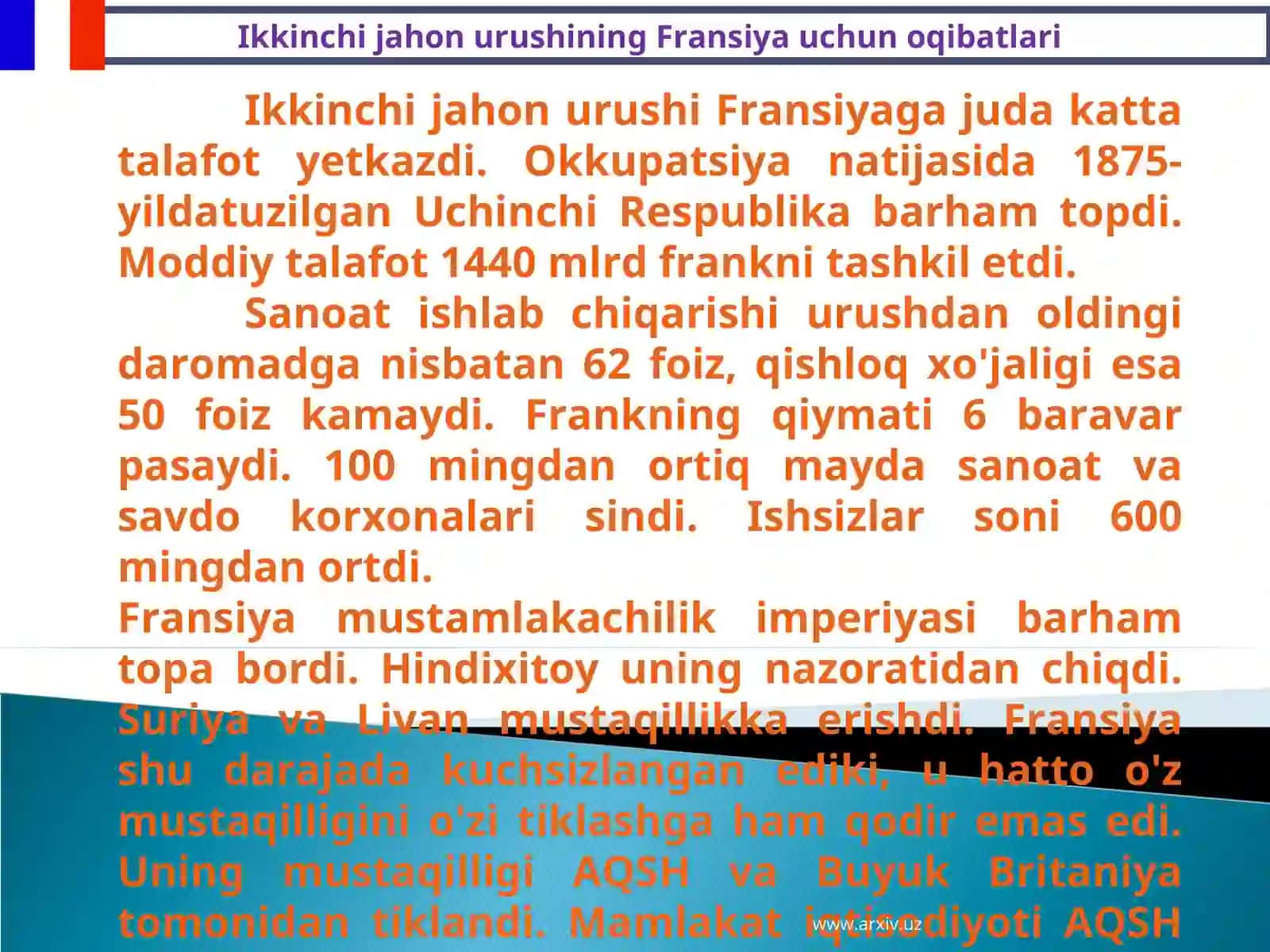 Ikkinchi jahon urushining Fransiya uchun oqibatlari 2