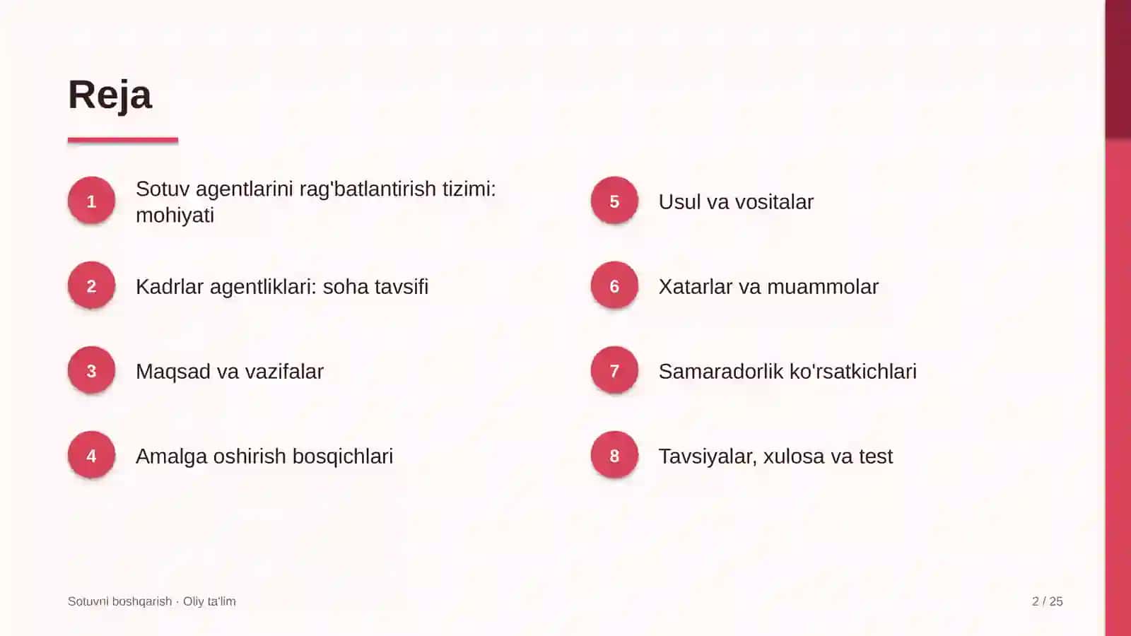 Kadrlar agentliklarida sotuv agentlarini rag'batlantirish tizimi 2