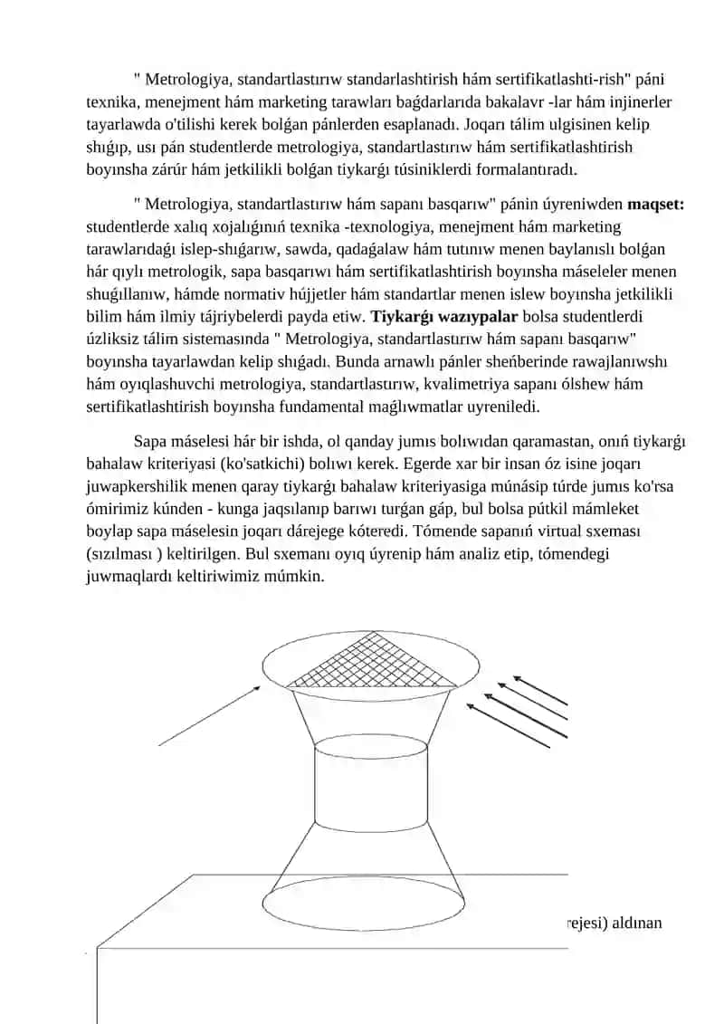 Standartlastırıw, metrologiya hám sapa basqarıw páni jáne onıń wazıypaları 2