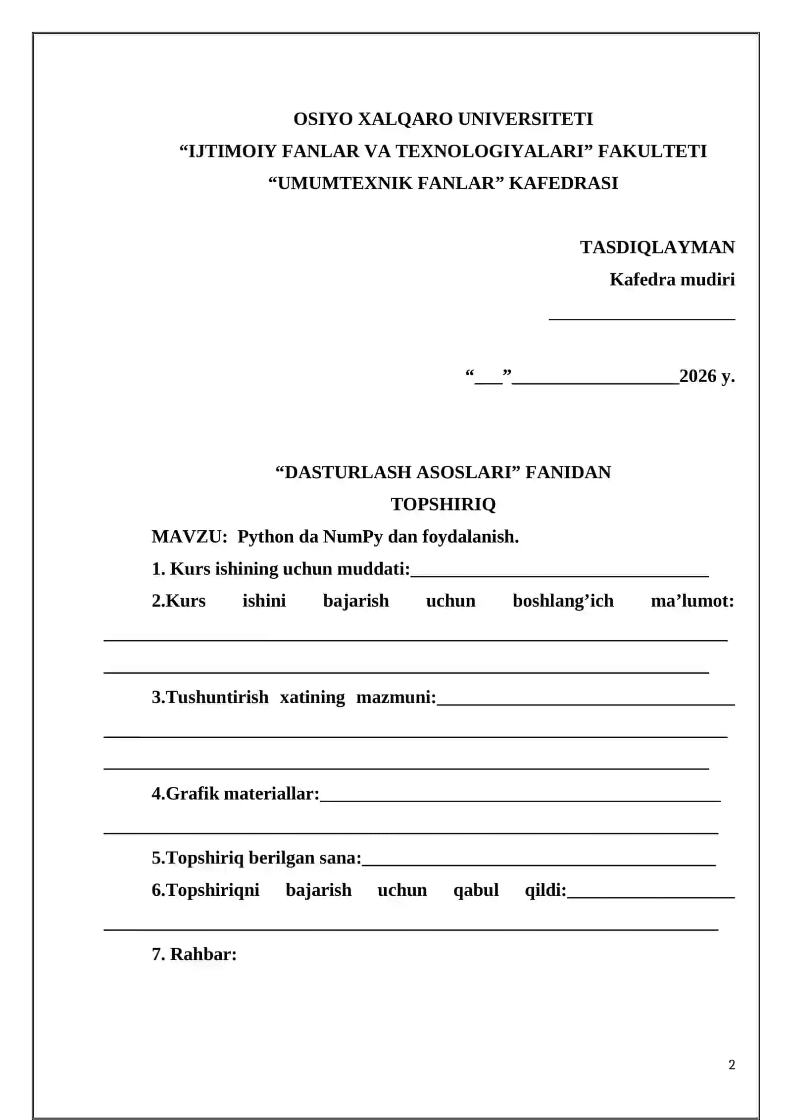 Pythonda NumPy dan foydalanish 2