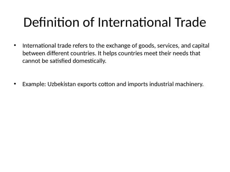 International Trade mavzusiga ingiliz tilida prezentatsiya 2