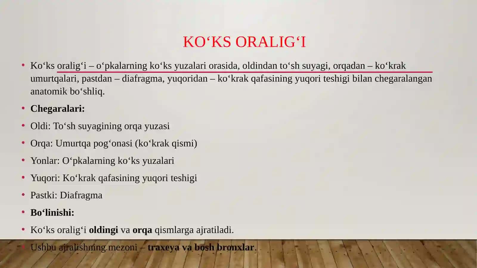 Ko’ksoralig’i anatomiyasi 2