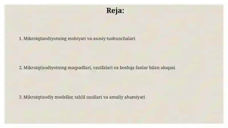 Mikroiqtisodiyot faniga kirish 2
