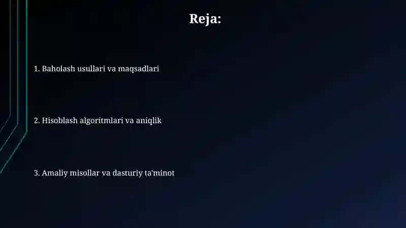 Baholash va kalkulatsiya 2