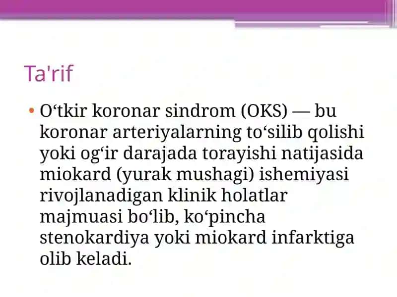 Oʻtkir koronar sindrom.EKG tahlili. 2