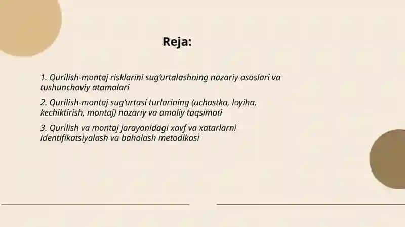 Qurilish-montaj risklarini sug‘urtalash mexanizmining nazariy va amaliy jihatlari 2