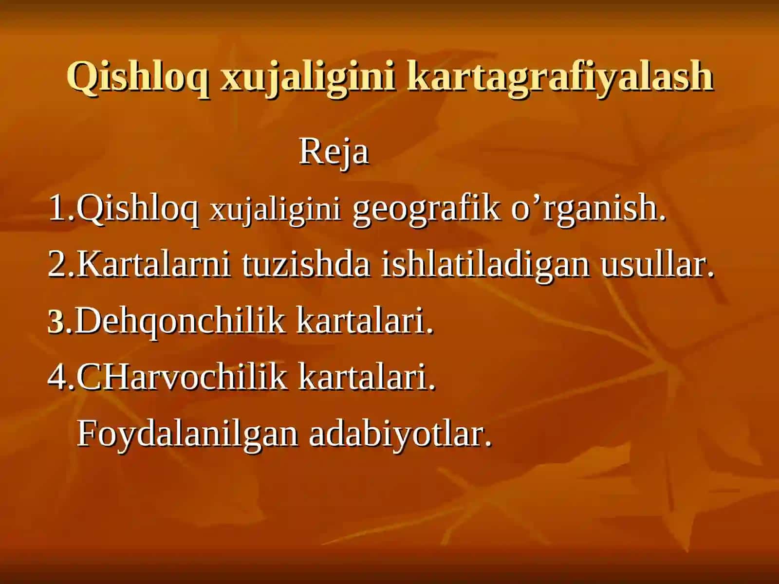 Qishloq xujaligini kartagrafiyalash 2