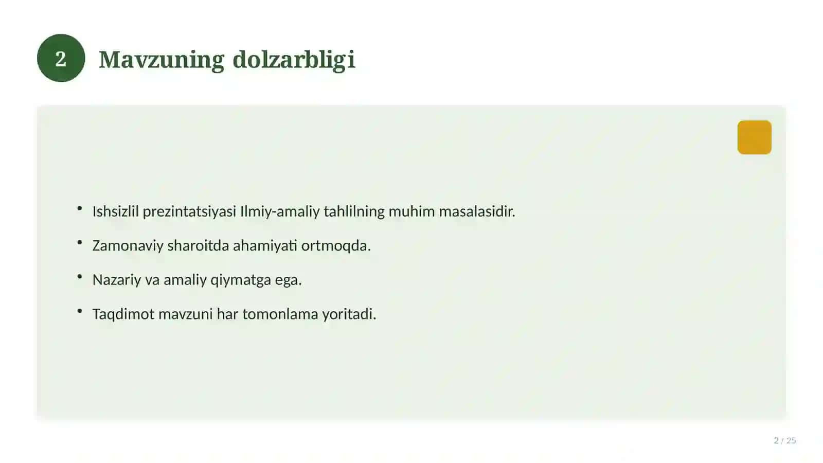 Ishsizlil prezintatsiyasi 2