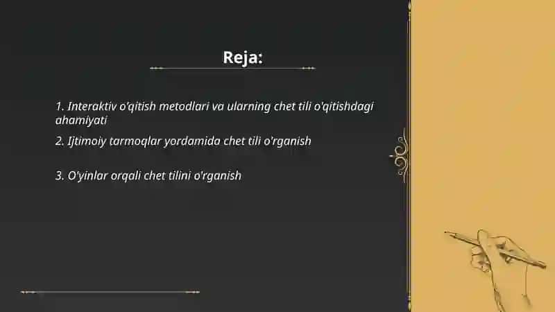 Interaktiv metodlar asosida Chet tili o'qitish 2