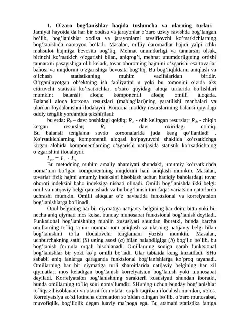 O‘zaro bog‘lanishlarni statistik o‘rganish 2