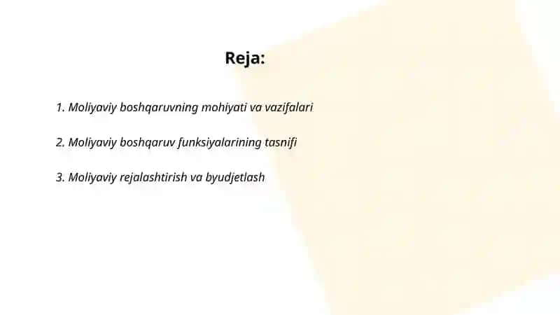 Moliyaviy boshqaruv funksiyasi va o'ziga xosligi 2