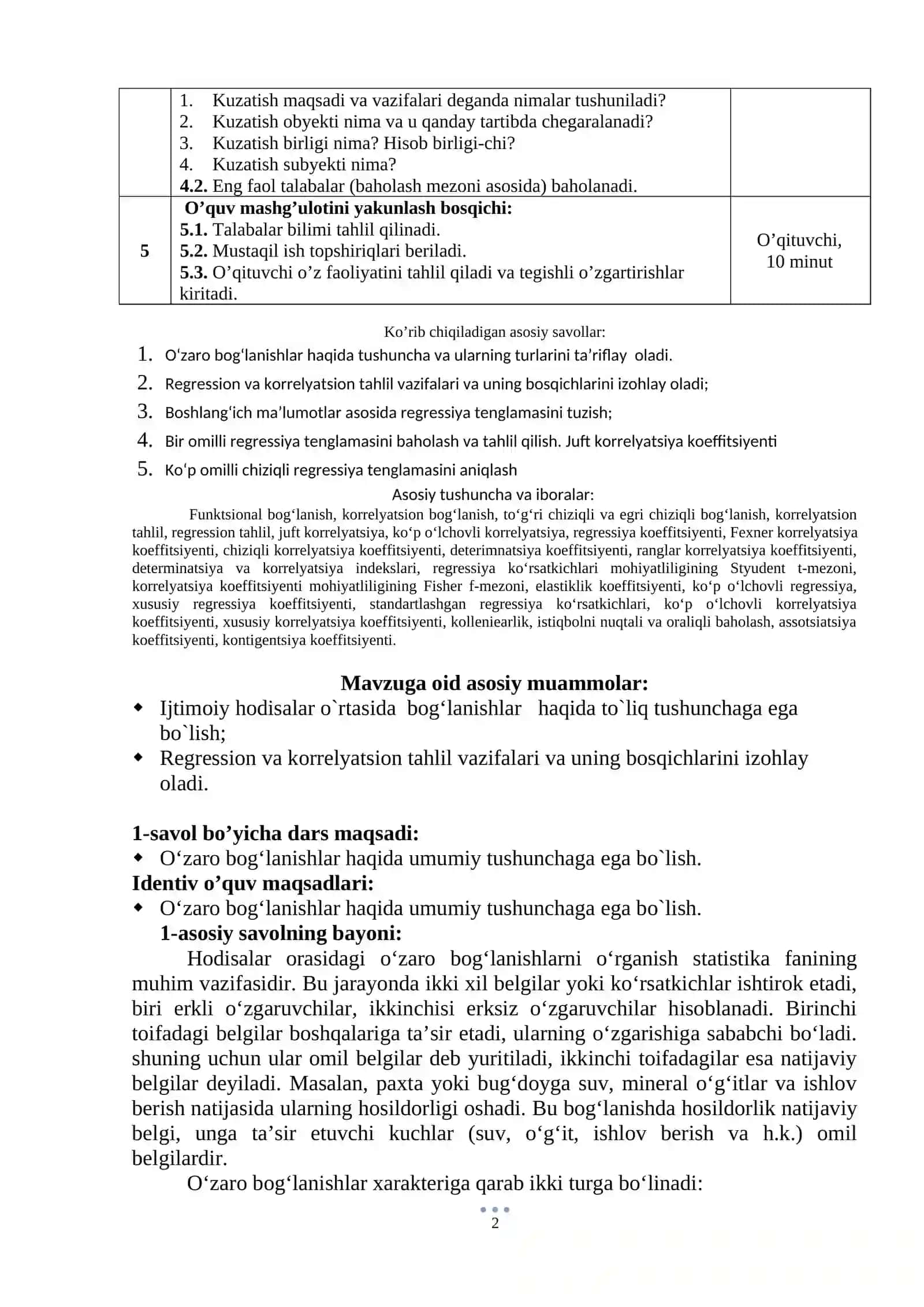 REGRESSION VA KORRELYATSION TAHLIL 2