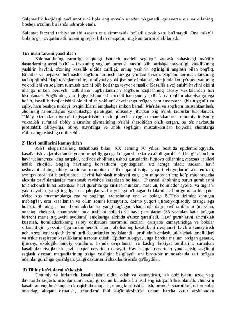 Salomatlik miqdorini aniqlashda personal karta to’ldirish 2