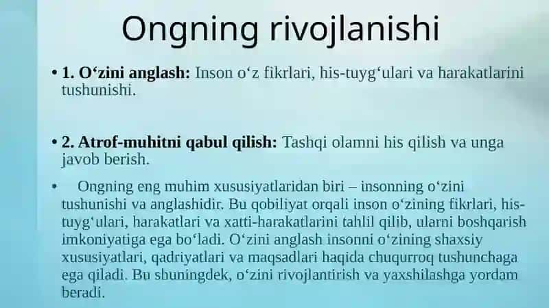 Ong. Uning xuxusiyatlari va turlari 2