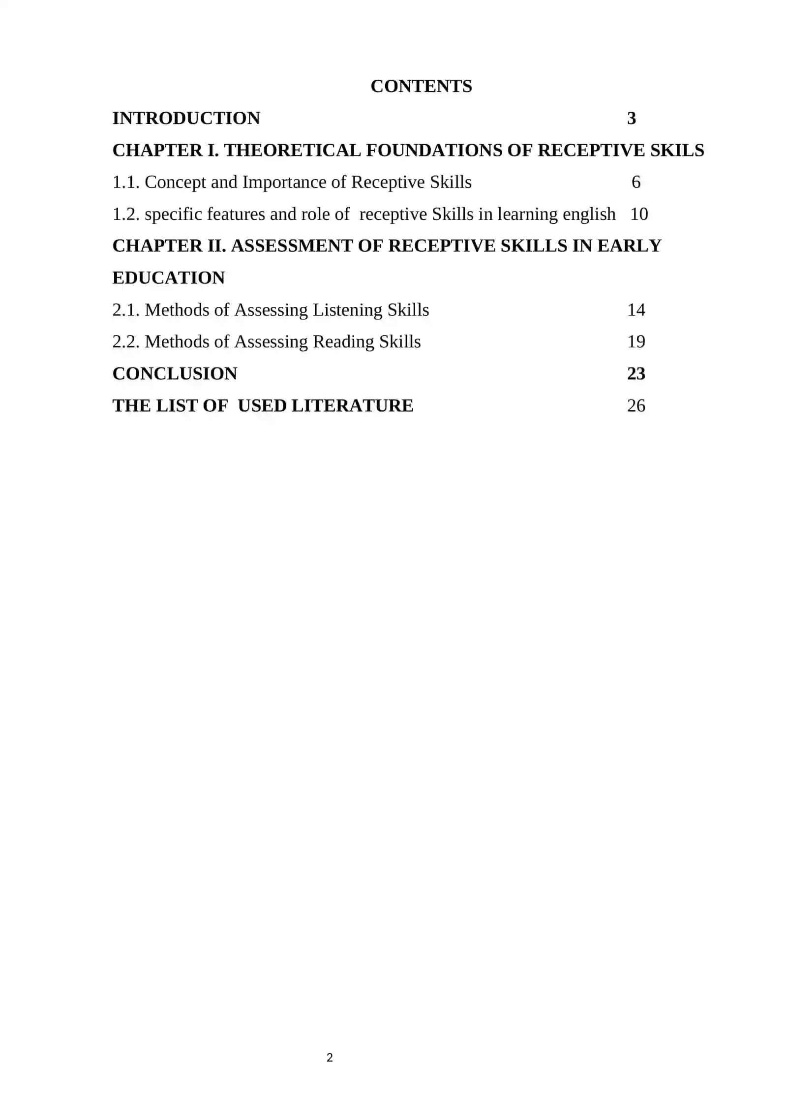 Course Work: Assessing Receptive Skills in Early English Language Education 2