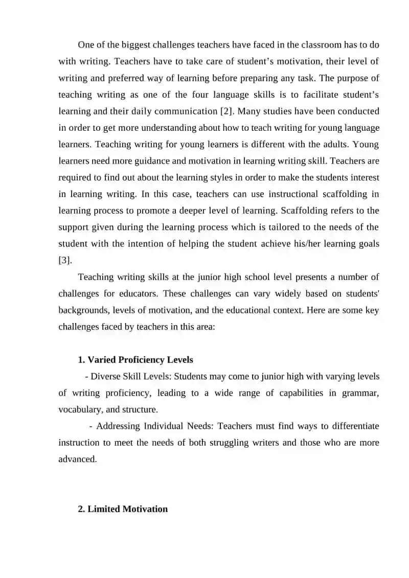 The challenges in teaching writing skill at junior high school 2