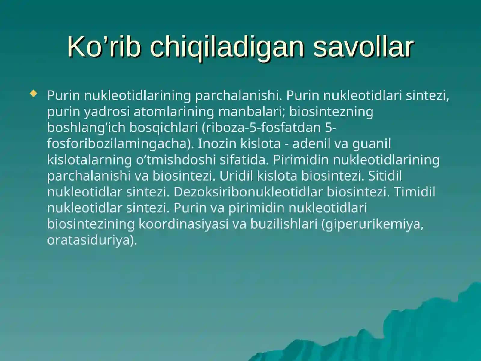 Nukleotidlar almashinuvi 2
