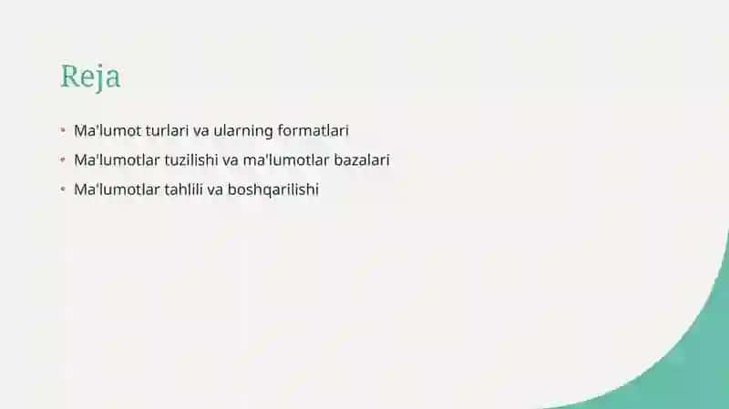 Ma’lumotlar elementlari 2