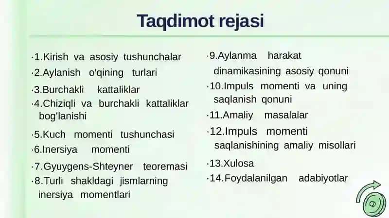 JISMLARNING AYLANISH O'QLARI 2